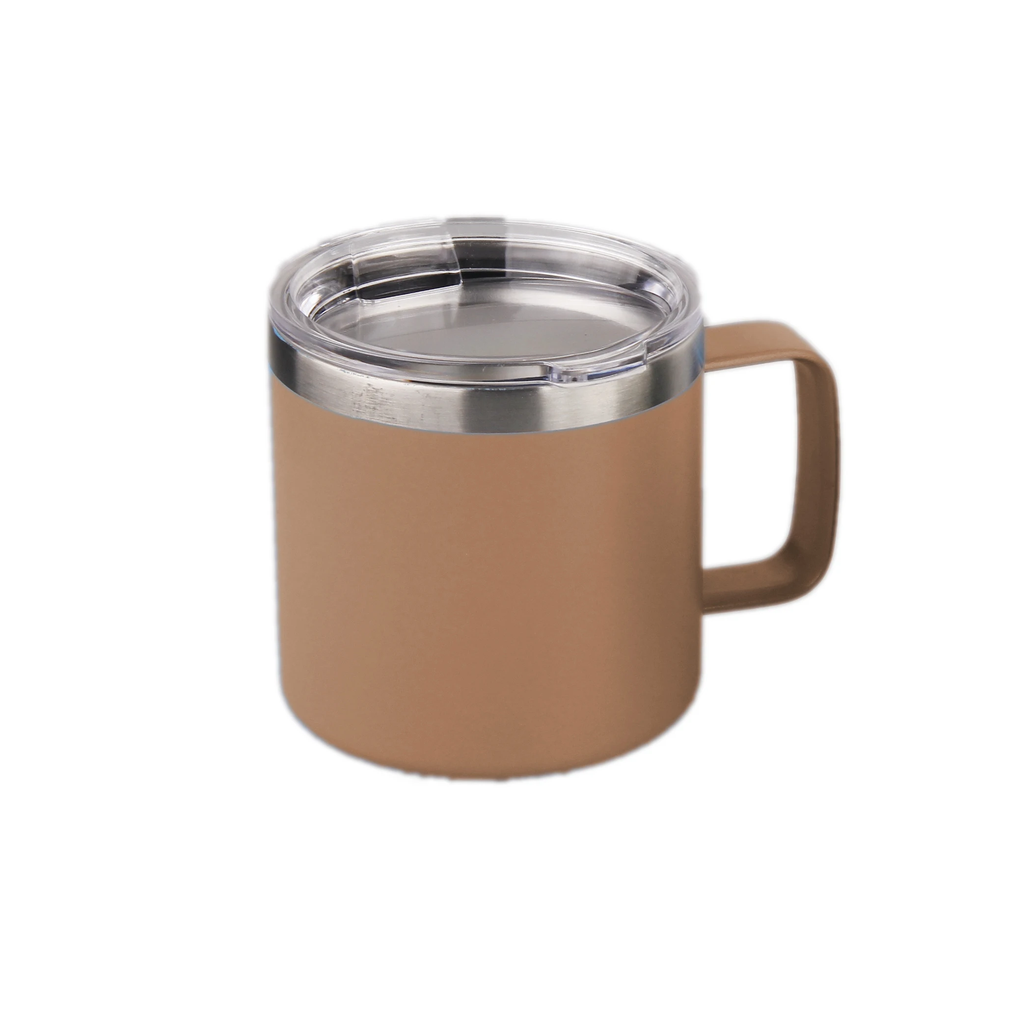 Premium 12 oz stainless steel insulated coffee mug with handle double wall vacuum beer tumbler travel mug with sliding lid