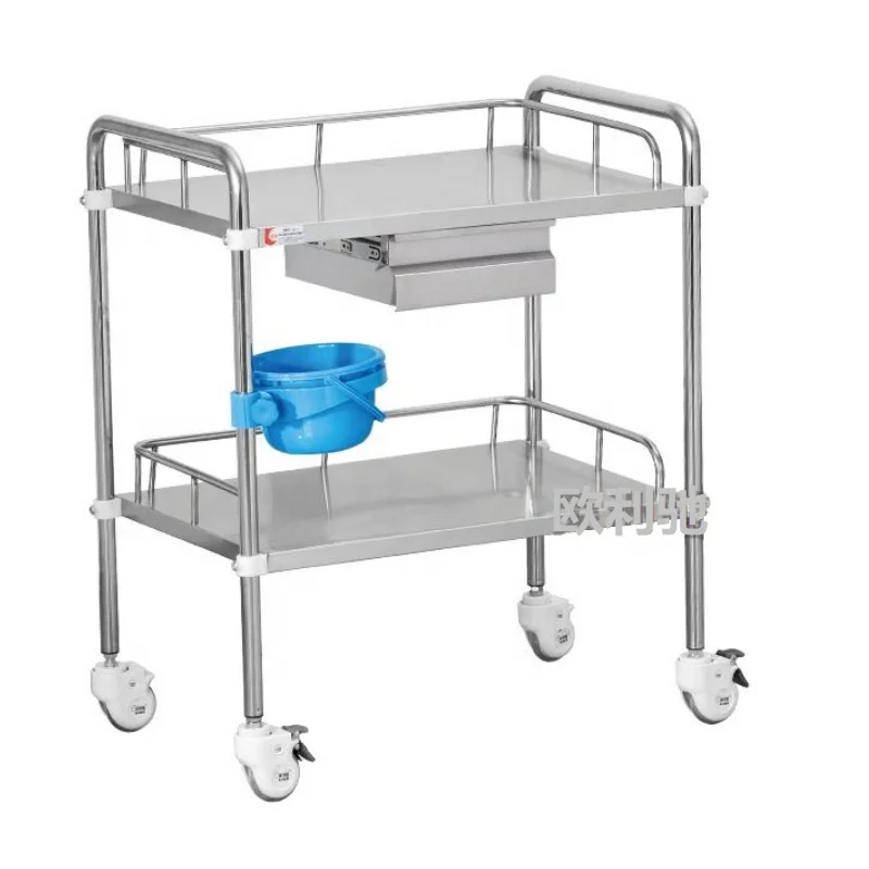 Wholesale Price Stainless Steel One Drawers Instrument Rolling Cart Medical Trolley Cart Hospital Treatment Trolley With Wheels