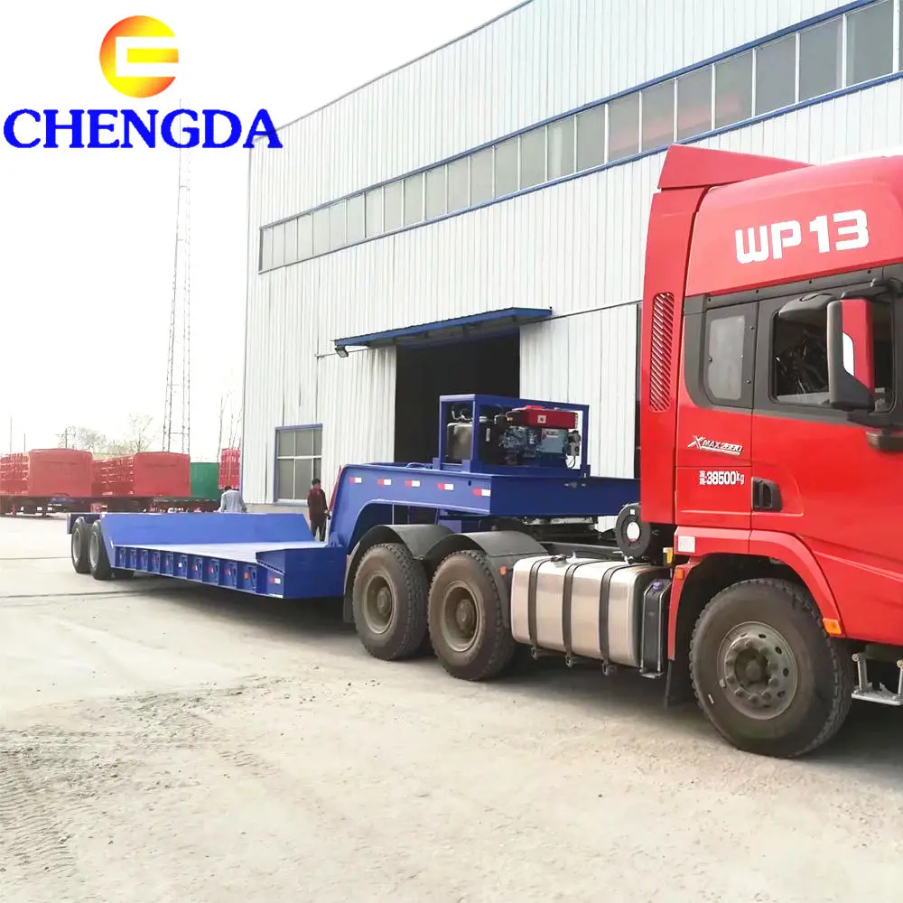 Heavy Duty 2 line 4 axles  80 -150 tons detachable lowbed low platform semi trailer for sale