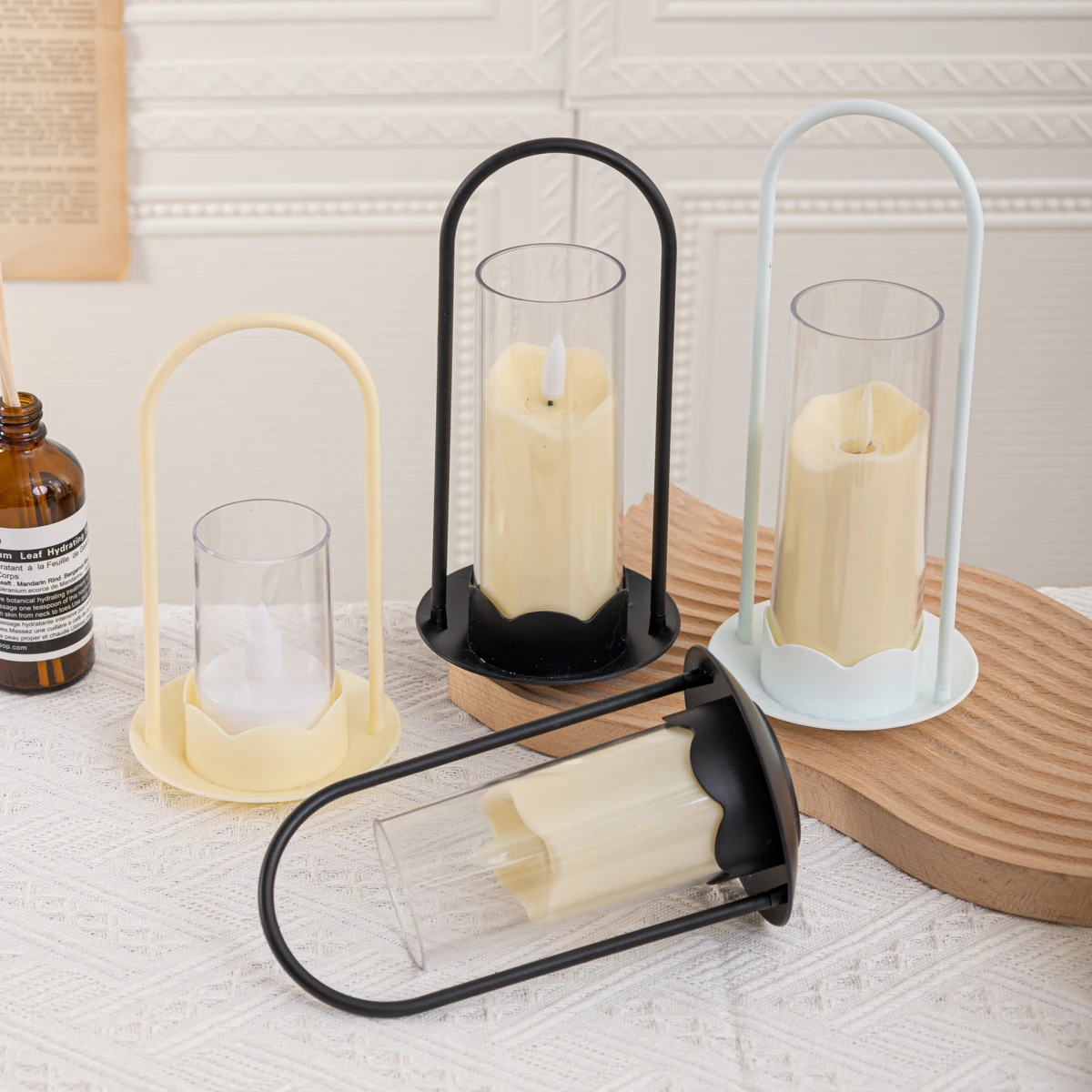 Handheld flower basket LED candle light creative candle garden atmosphere decoration ornament light Handheld lantern wind lamp