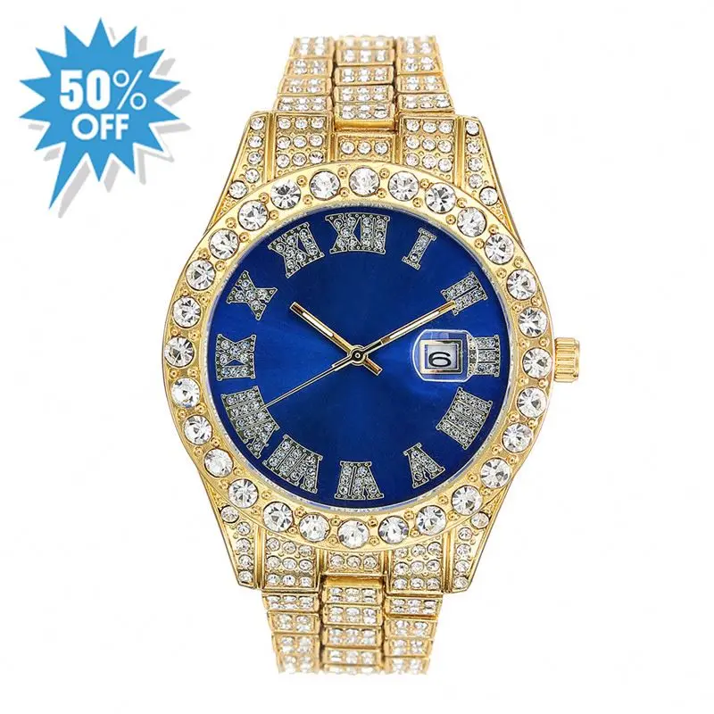 High Quality Iced Out Baby Pink Women Watches Bling Watch With Purple Dial Bling Bling Hip Hop Watches