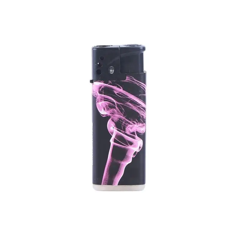 Custom Logo Indoor Kitchen Different Color Pattern Refillable Plastic Lighter