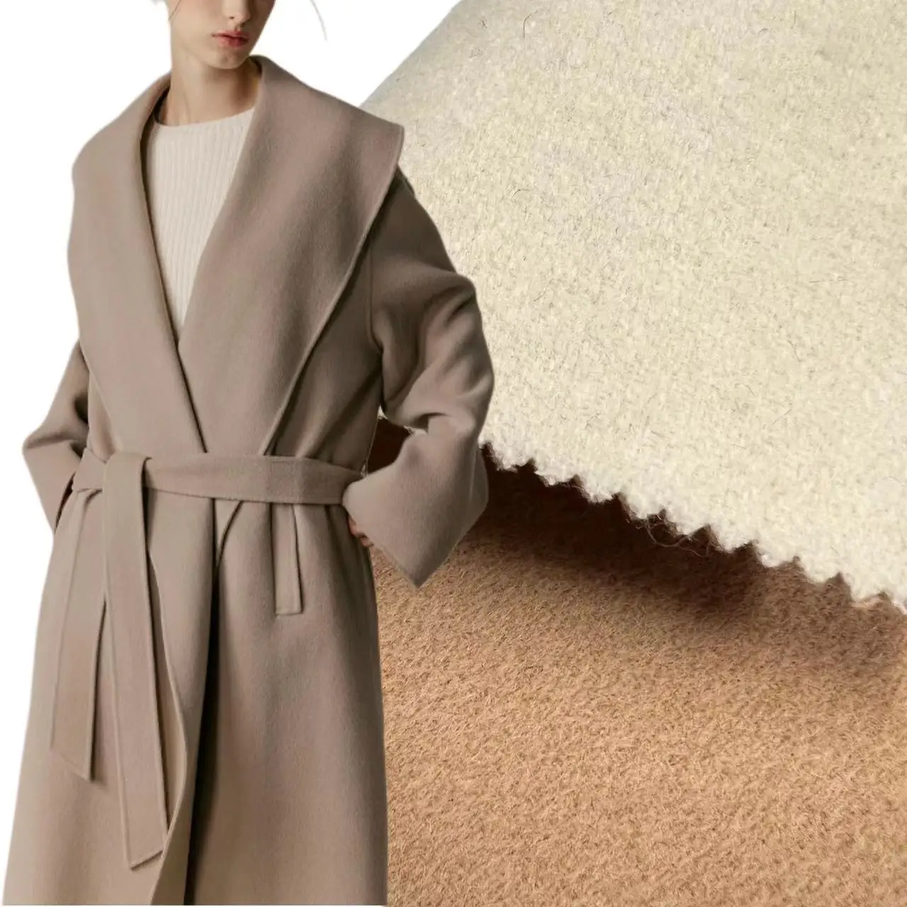 LOW MOQ  double layers solid dye cashmere wool fabric for overcoating