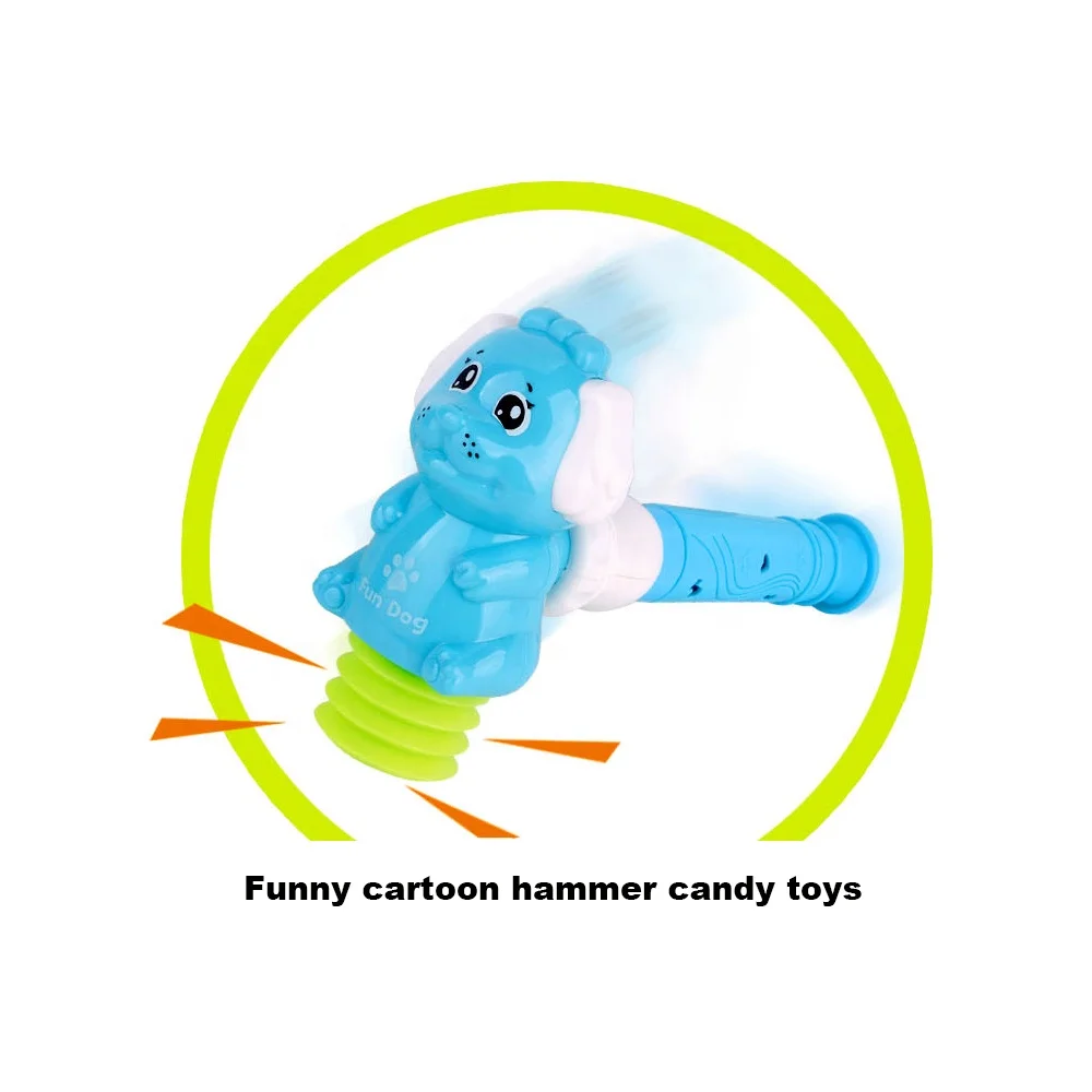 Huiye Funny Hammer Dog Candy Toys Cartoon Cute Handheld Tube For Candy Toys Cheering BB Sound Noise Maker Candy Toys Kids Gifts