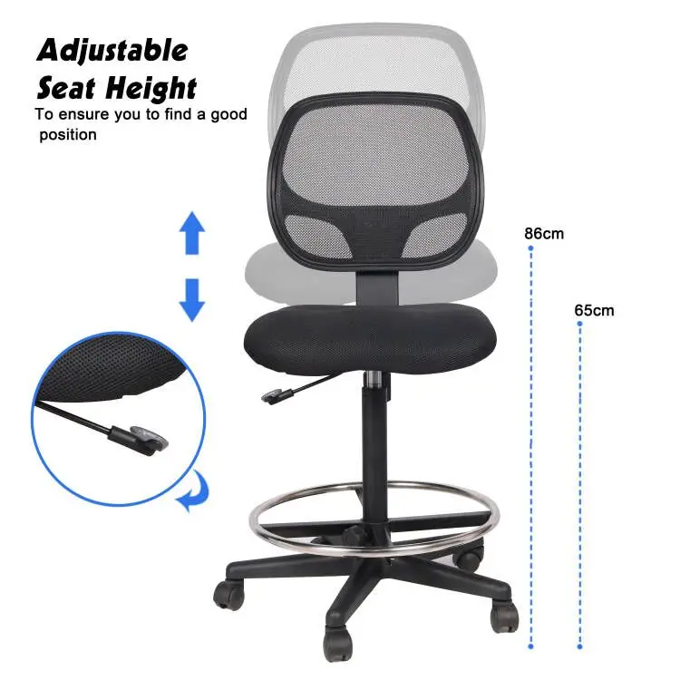 Bank Center Black Mesh Armless Ergonomic Office  Desk Stool Cashier Chair use in Bank