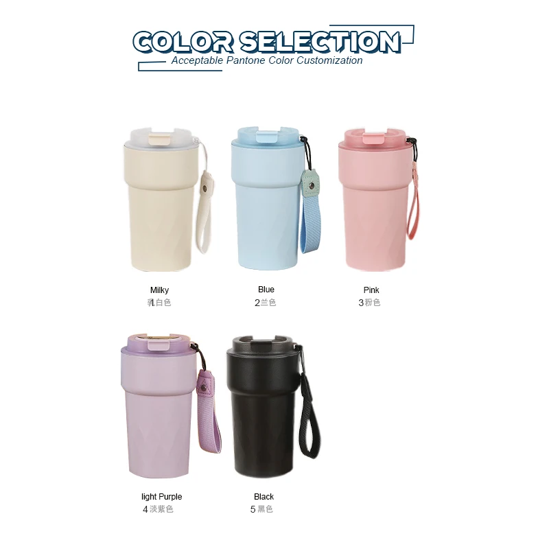 New Design Temperature Display Stainless Steel Cold Insulation Vacuum Cup Portable Car Carry 304 Water Bottle Coffee Cup