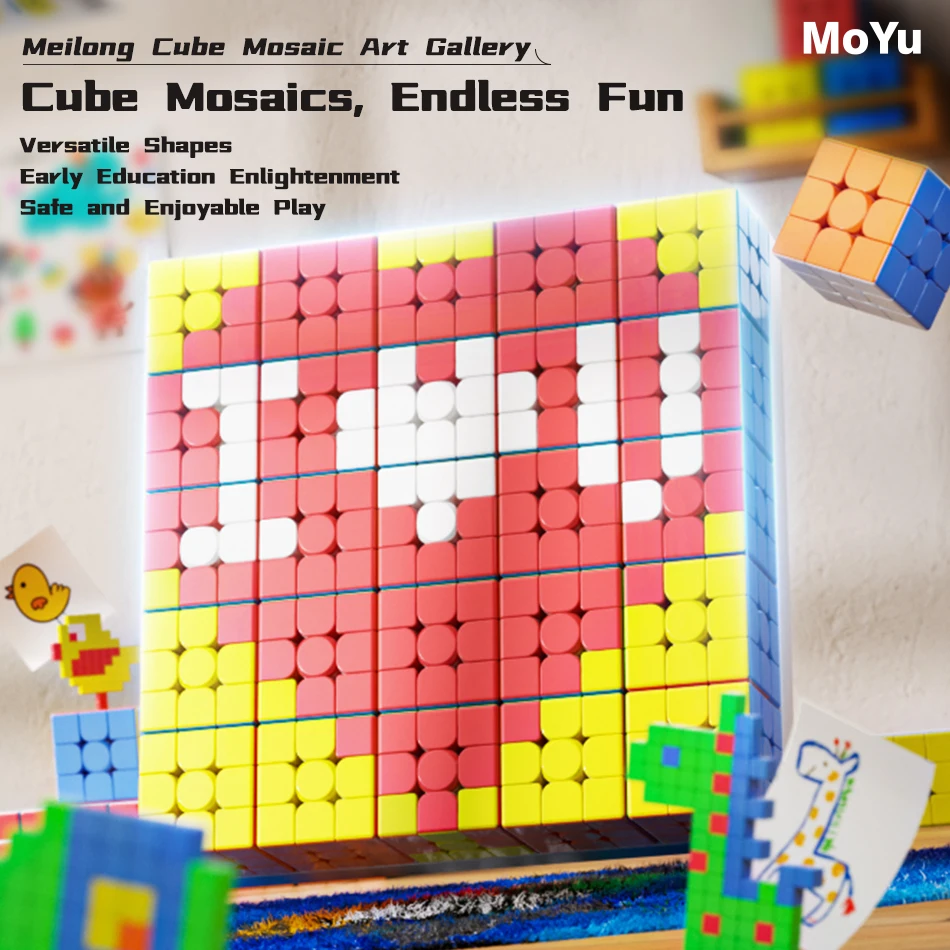 Moyu Meilong DIY 3x3 Cube Mosaic Art Gallery Cube3x3 5x5 10x10 Set Creative Assembling Magic Cube Plastic Puzzle Toys