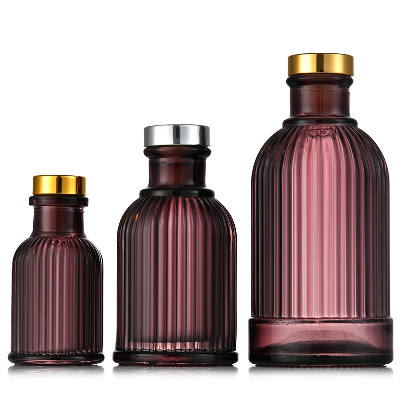 wholesale 230ml clear glass aromatherapy essence oil bottle vertical stripe aromatherapy bottle