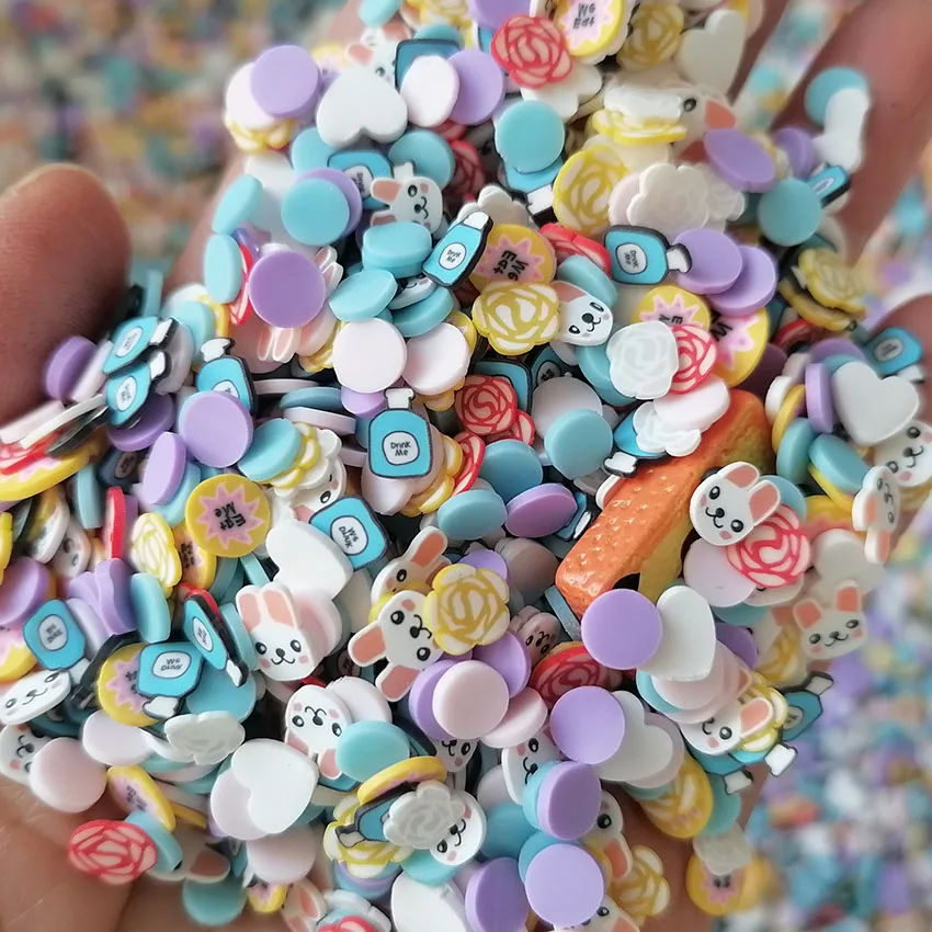 1kg DIY Craft Slime Sprinkles Playing Cards Poker Bread Drink Bottle Rose Flower Mix Polymer Clay Sprinkles Slices