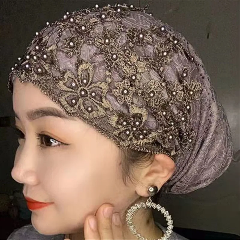 HS-152 2021 Wholesale New Casual Ladies Satin Headwraps Scarf Muslim Hijab Head Covering Muslim Cap Fashion Women Turban Hat