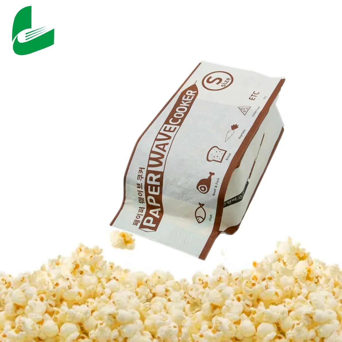 Huafeng mini food grade biodegradable printing kraft microwave popcorn paper bags