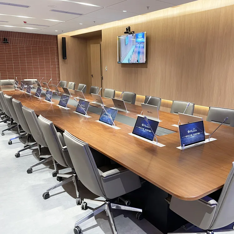 HUAIN 17.3 Inch Conference Table Pop Up Retractable Touch Screen LCD Monitor Motorized Lift