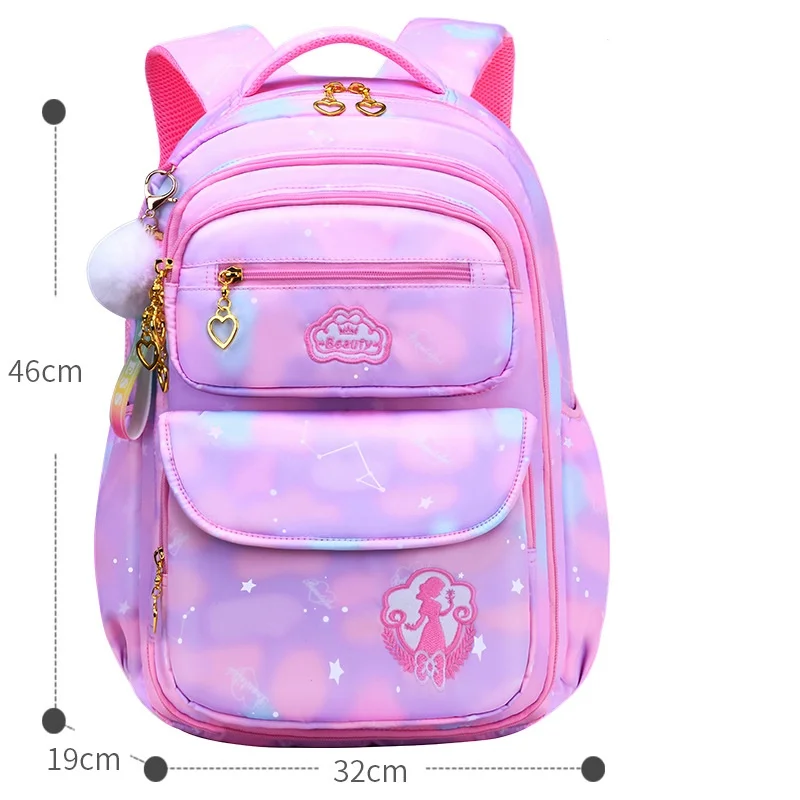 2024 Wholesale Schoolbag Primary School Students Gradient Girls 6-12 Years Old Backpack Burden Reduction Princess backpack