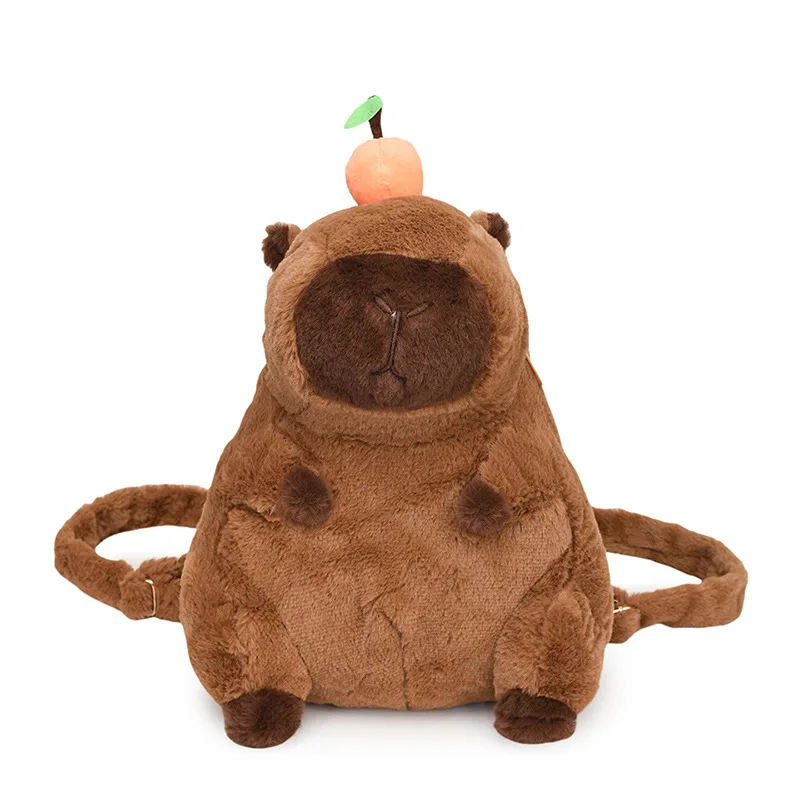 Spacious Cute Animal Capybara Flap Backpack for Women Adjustable Shoulder Strap Large Space Plush Capybara Backpack