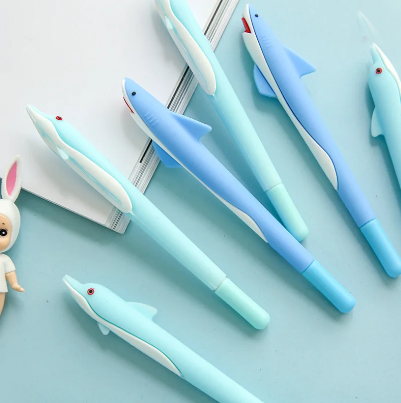 Wholesale Creative Submarine World Silicone Shark Pen Cute 0.5mm Dolphin Neuter Pen for Students Quickly Dry