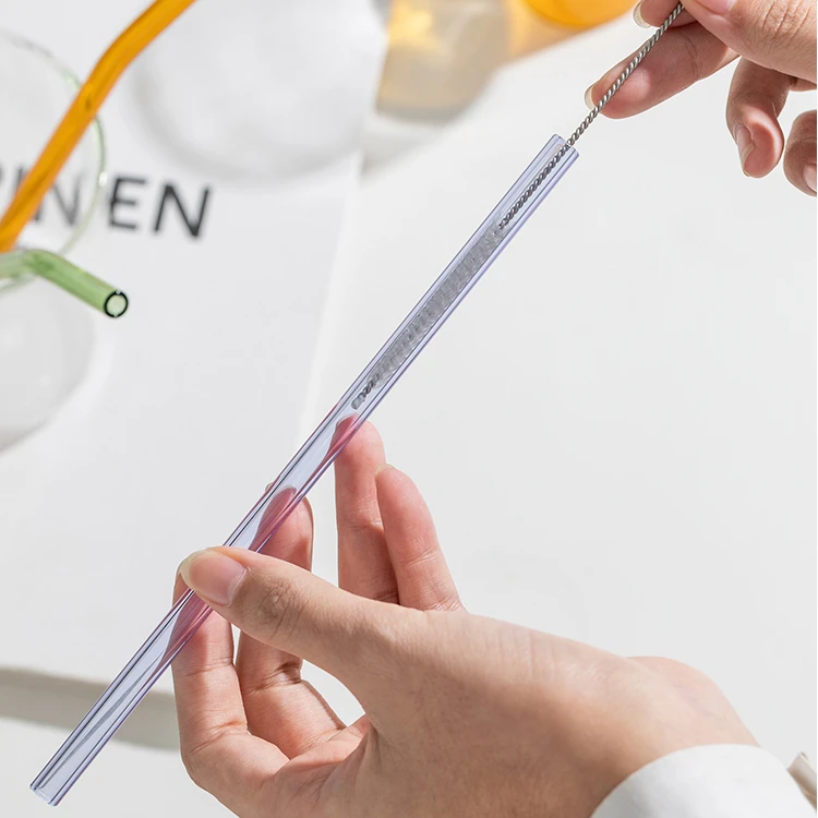 202020 Trending Amazon Clear Straight Glass Bubble Tea Straw Reusable Bent Glass Straws