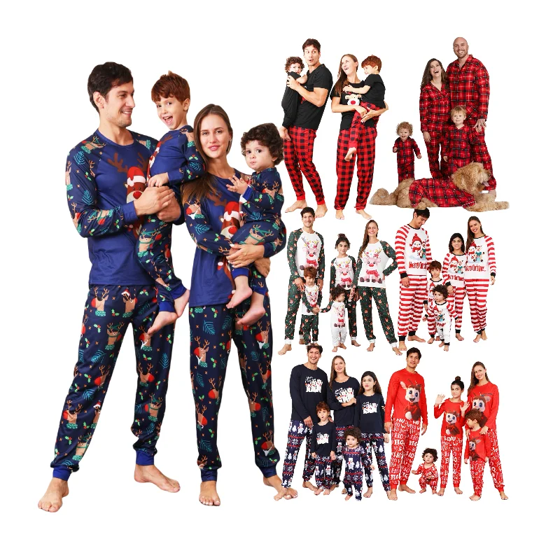 Wholesale Christmas pjs 2024 toddler kids boys baby girls christmas clothes women men  pajamas matching family pajamas sets