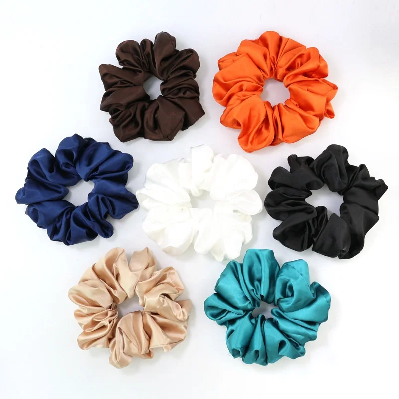 Wholesale New Arrival Fashion Girls Hair Accessories Oversize Imitated Silk Hair Scrunchies Big Satin Large Hair Tie For Women