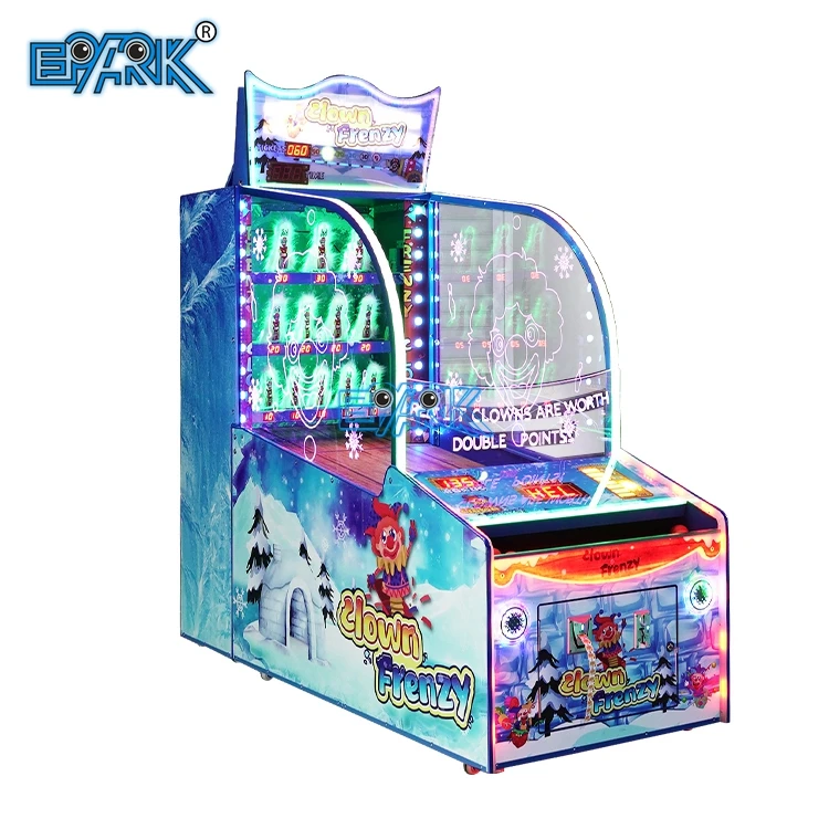 Attractive New Coin Operated Ticket Redemption Game Kids Ball Pitching Arcade Game Machine Clown Frenzy