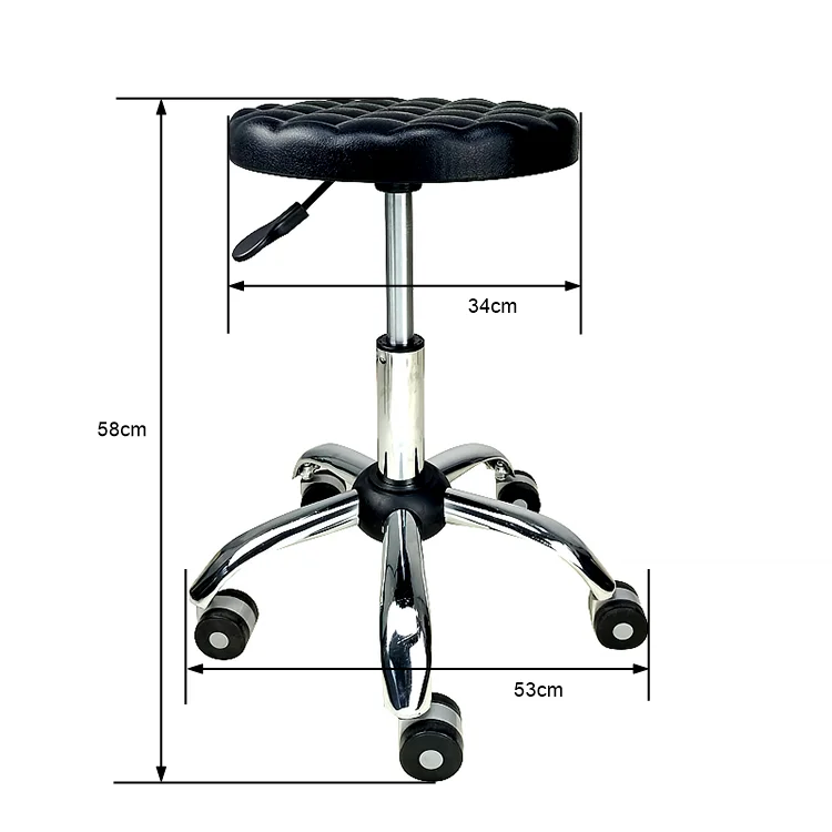 Черное полиуретановое кресло, рабочая станция, стул, вращающийся поворотный стул для салона красоты, портативный лабораторный стул с колесами, лабораторная мебель, современный