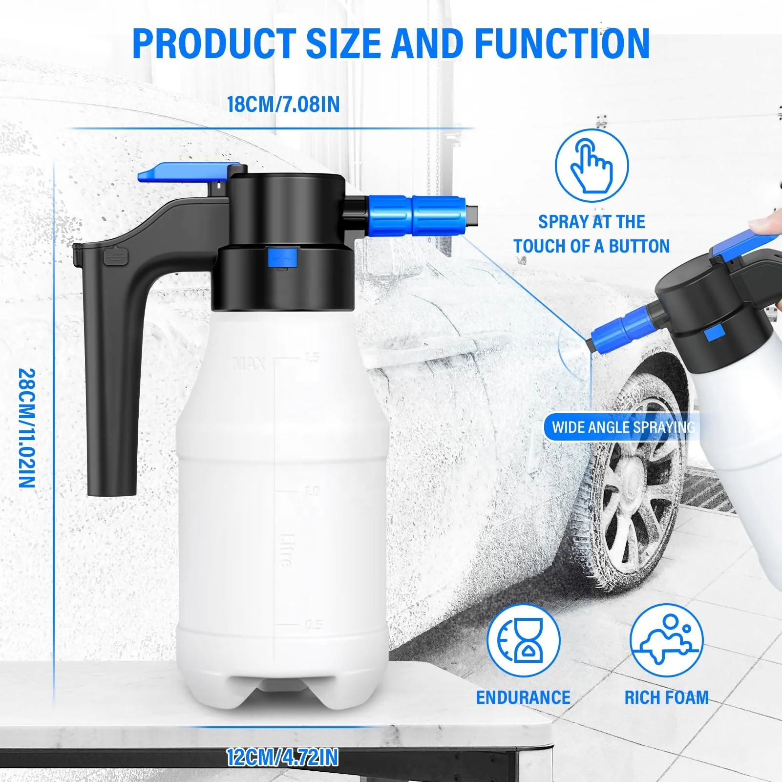 Exterior Car Washing Accessory Electric Car Foam Sprayer Foaming Pump Sprayer with USB