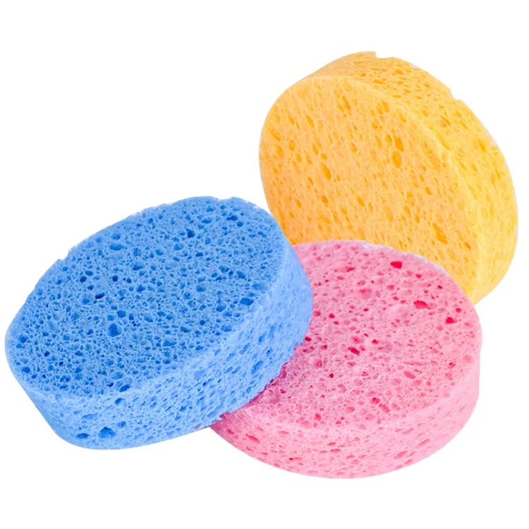 Manufacturer Wholesale Round Wet Cellulose Sponge For Facial Makeup Cleansing