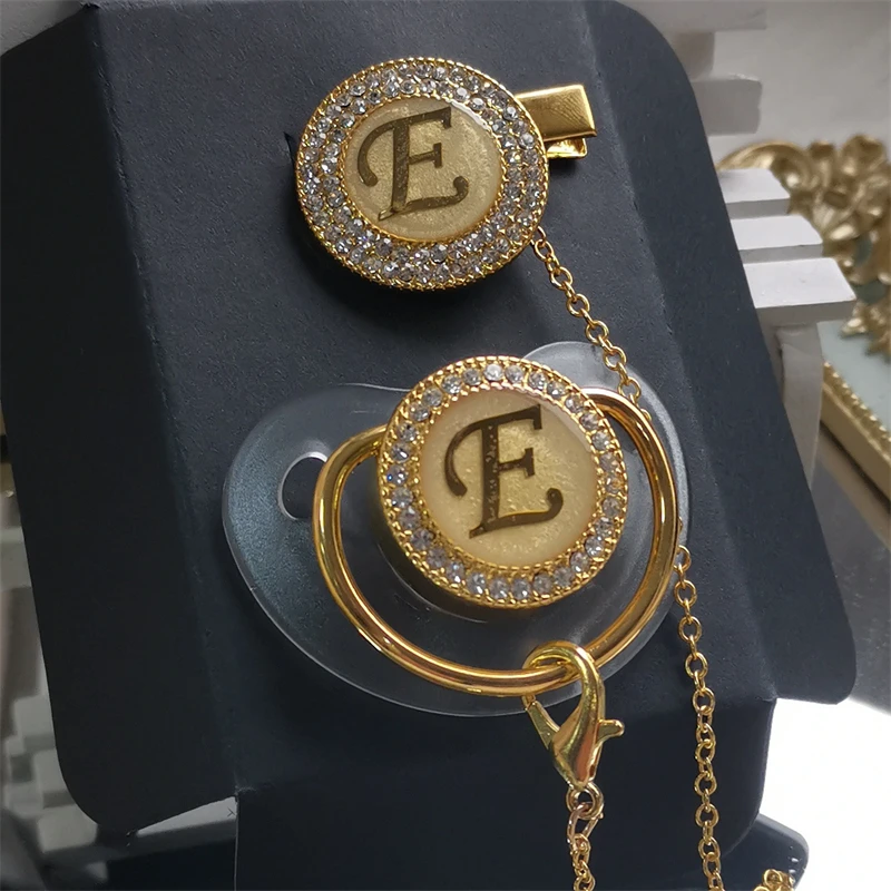 Оптовая продажа, индивидуальная Роскошная соска Dollbling с надписью E, соска с сублимационным рисунком, соска для детей