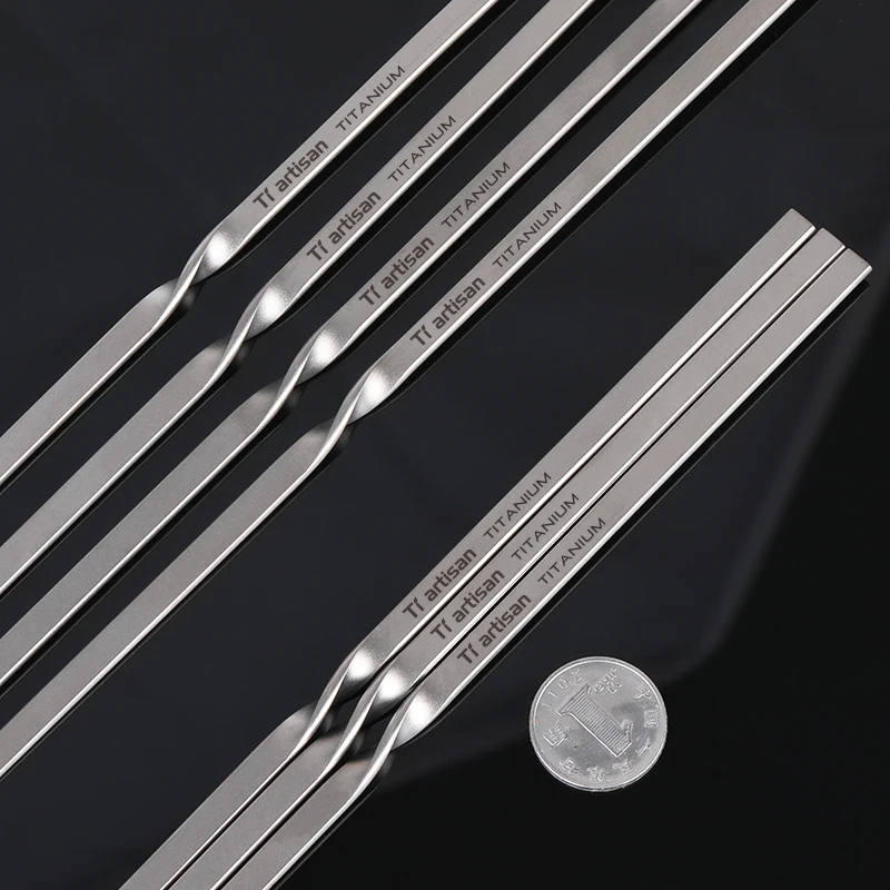 BBQ Skewers V-Shape Skewers titanium Long & Reusable Sticks Barbecue Skewers for Grilling