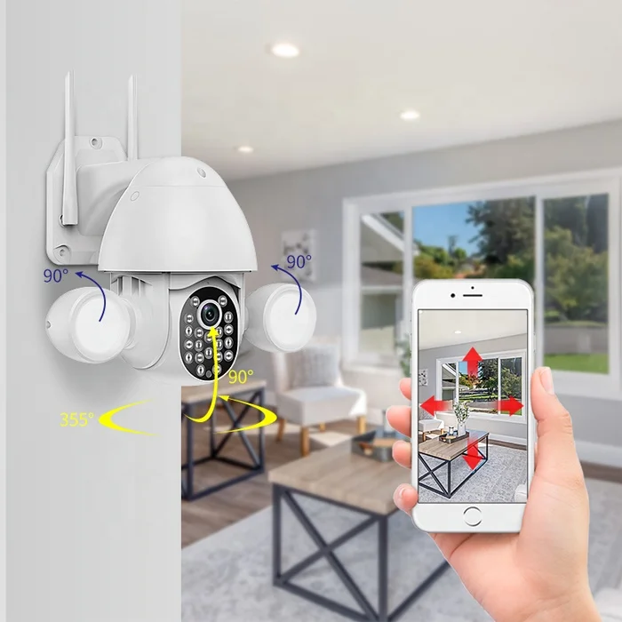 Factory Direct Supply Waterproof IP66 Tuya 5MP Auto Tracking Outdoor Floodlight Garden Light PTZ Wifi Camera