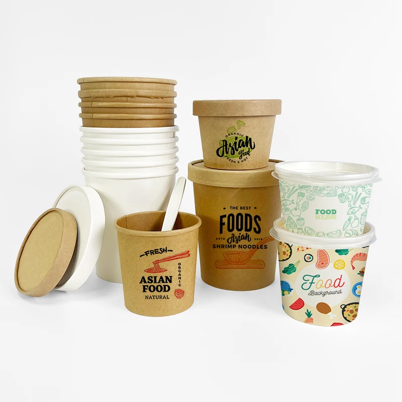 Disposable takeaway food storage to go containers porridge soup takeaway 8 12 16 26 32 oz 16oz packaging kraft paper food cup