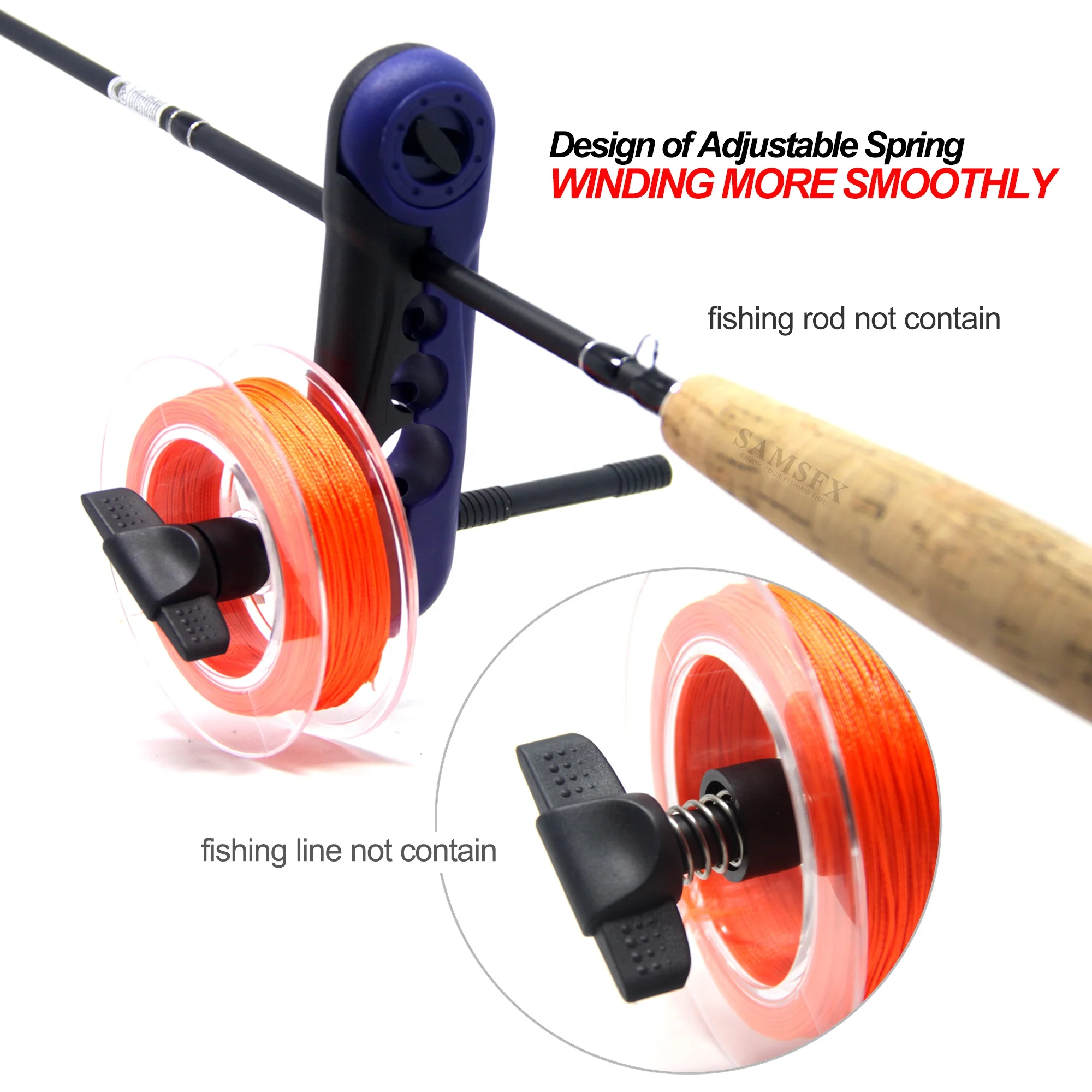 SAMSFX Portable Universal Fly Fishing Line Spooler Adjustable for Various Sizes Rod Bobbin Reel Fishing Line Winder