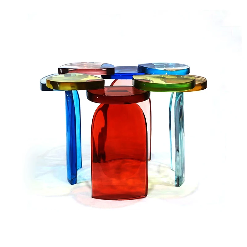New Simple Fashion Small Side Table Living Room Side Table Rainbow Color Round  Acrylic Coffee Table