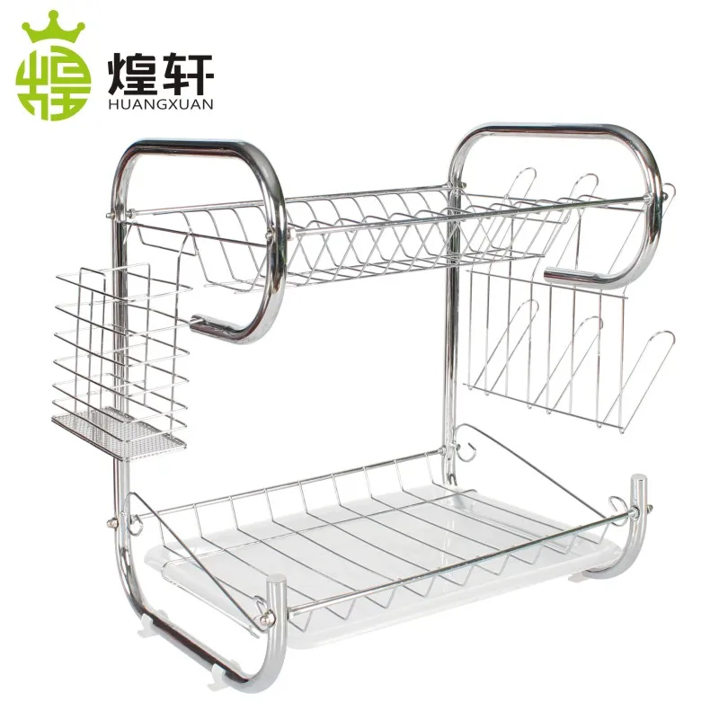 2 tier small MOQ durable chrome plated dish drainer with feet protector