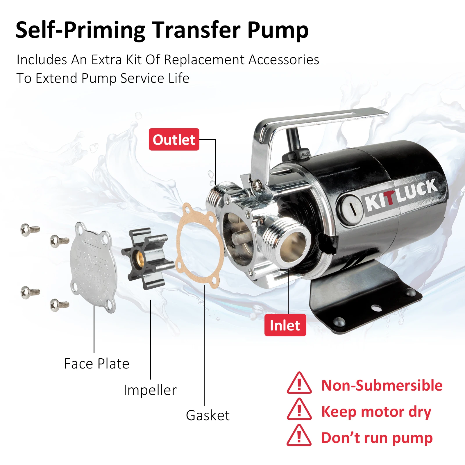 115V 1/10HP Black Household Iiquid Transfer Pump 330GPH 39FT Water Transfer Pump