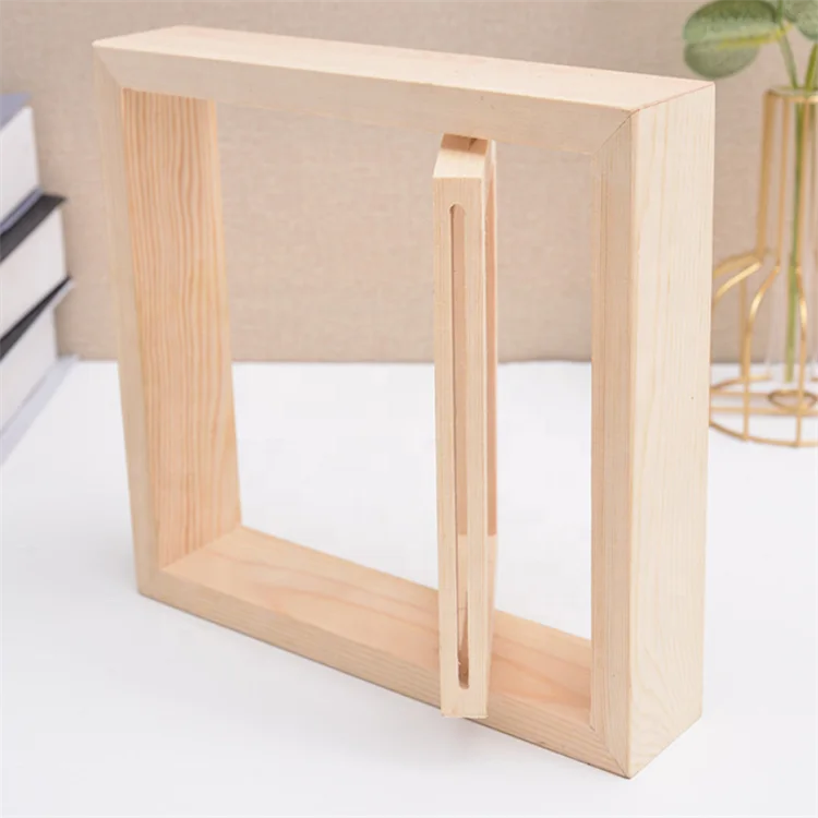 Creative 6 Inch MDF Photo Frame Double-Sided Rotating Picture Frame Customized Wooden Photo Frames Desktop Decor