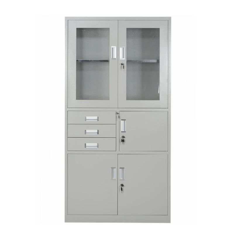 3 drawer with a locker box glass door steel filing cabinet