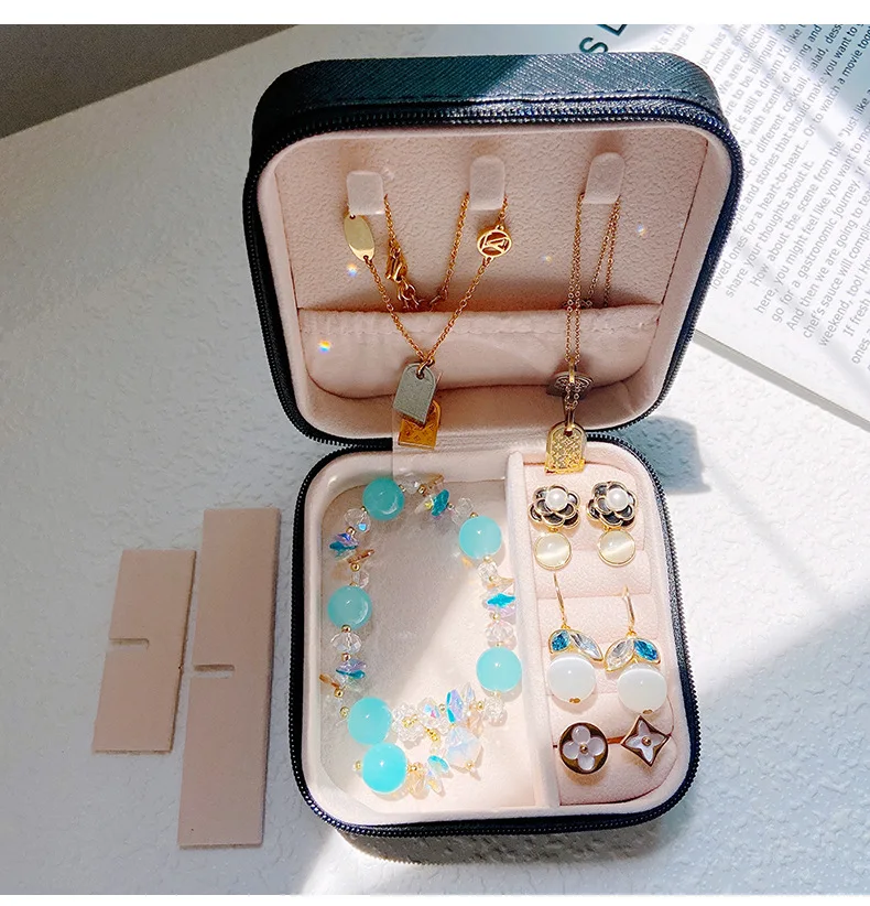 Women Girls Jewelry Storage Box Small Ring Earring Jewelry Case Travel Portable Jewelry Organizer Box for wedding gift