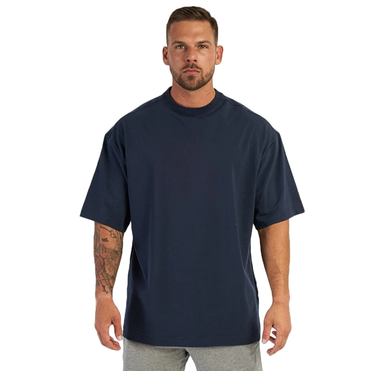 OEM Top custom plain boxy mens t shirt oversized casual drop shoulder 210gsm 100% cotton print blank  t-shirt oversizet shirt