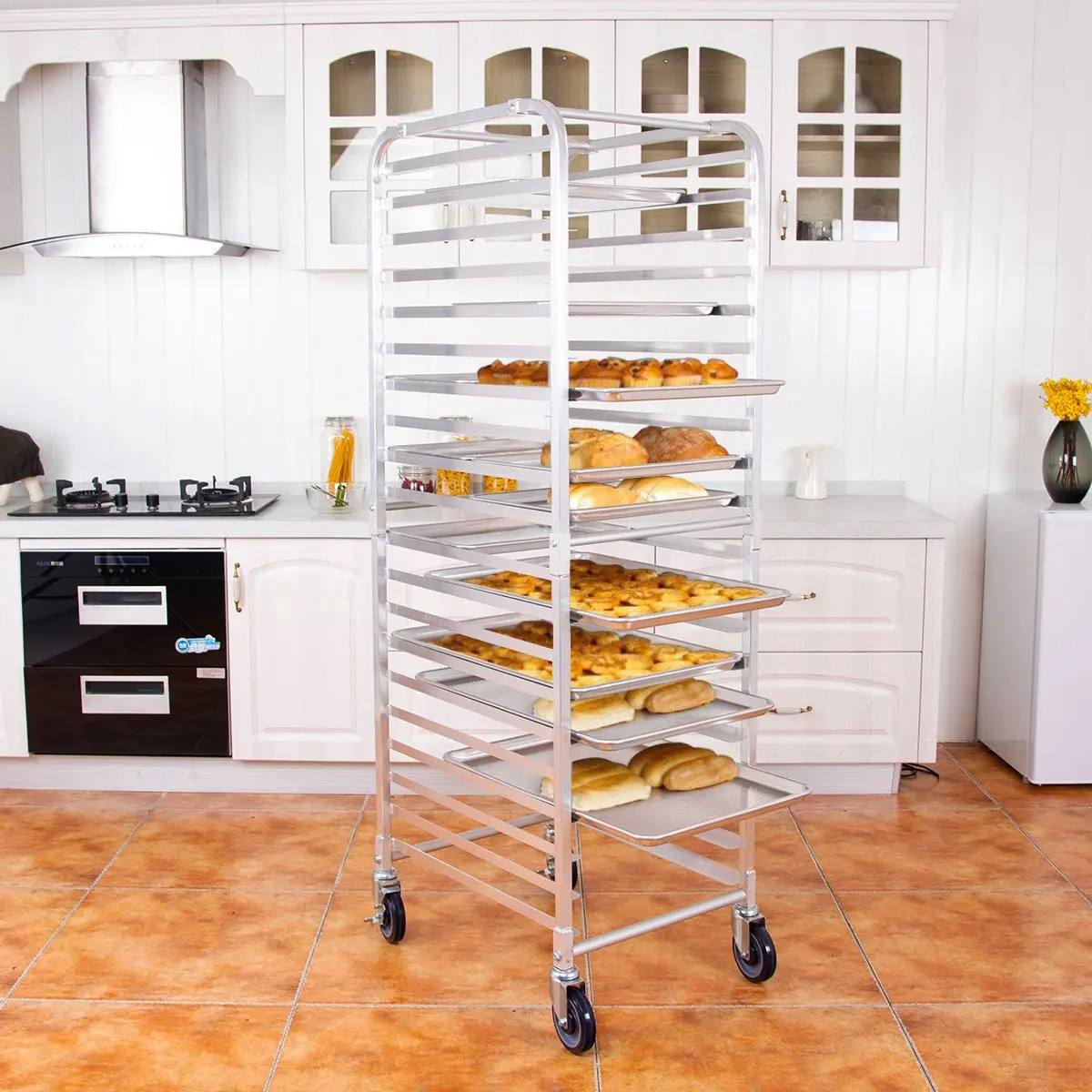 Commercial Custom size stainless steel Rotary oven Sheet Bun Pan Tray Trolley Rack Shelf