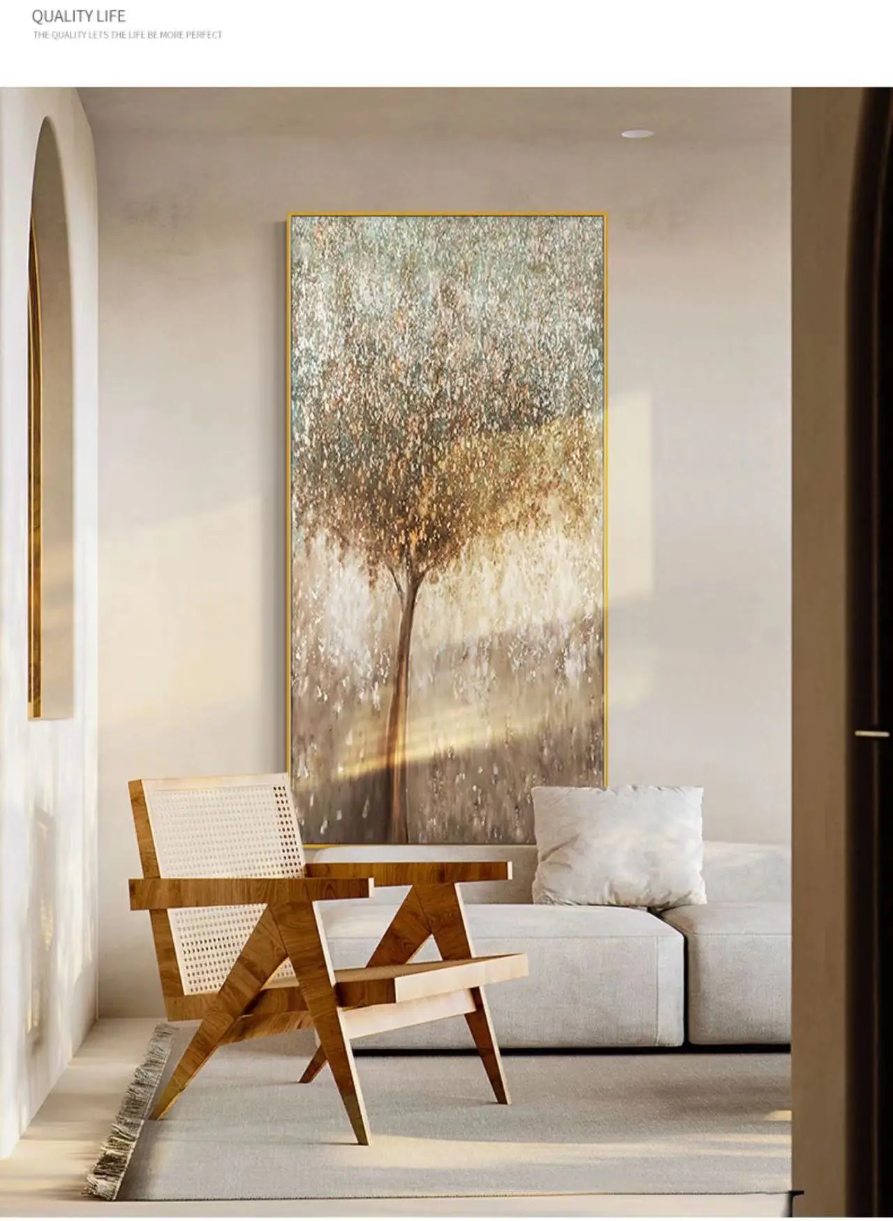 Custom Golden Autumn Modern Canvas Decoration Painting Oil Bedroom Wall Art Canvas 3d Hand Painted Oil Painting With Frame