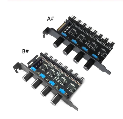 PC 8 Channels  Hub 4 Knob Cooling Fan Speed Controller for CPU Case HDD VGA PWM Fan PCI Bracket 12V Fan Control Power Supply