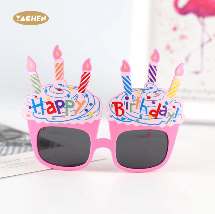 YAachen Cupcake Birthday Party Glasses Adult Children Cute Funny Photo Creative Alphabet Cake Decoration Plastic Glasses