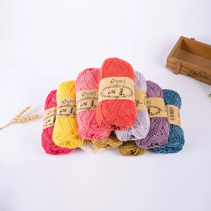 Various Colors Soft Worsted hand knitting Baby Yarn stretch blended milk cotton yarn