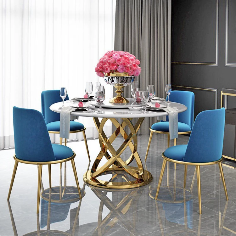 Nordic style Modern Sintered Stone Dining Table Set Porcelain Dining Room 6 seater Table