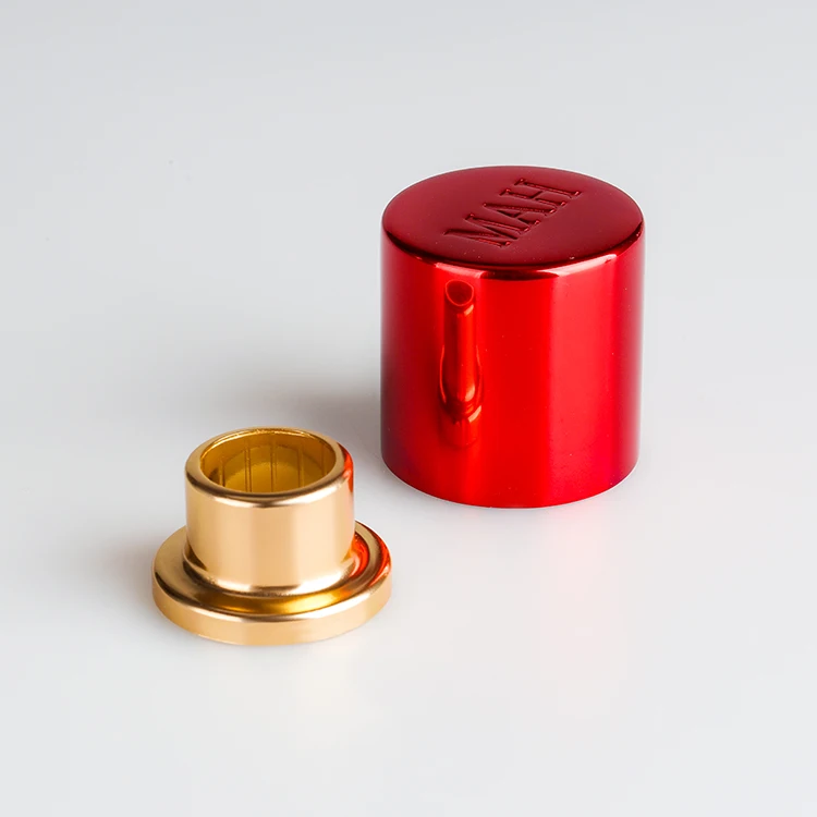 Hot Product Wholesale FEA 15mm Shiny Black with lines thread magnetic perfume aluminum magnetic  cap for perfume bottle