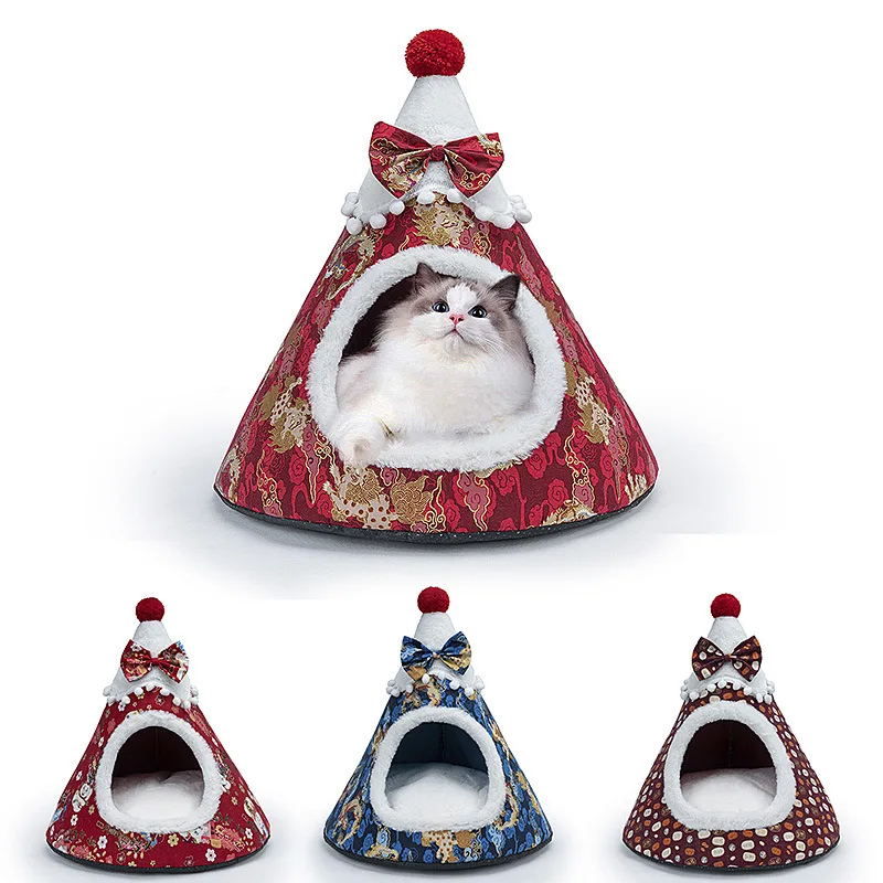 Cat Cave Bed Winter Christmas Tree Pet Bed Creative Sponge Pet Beds