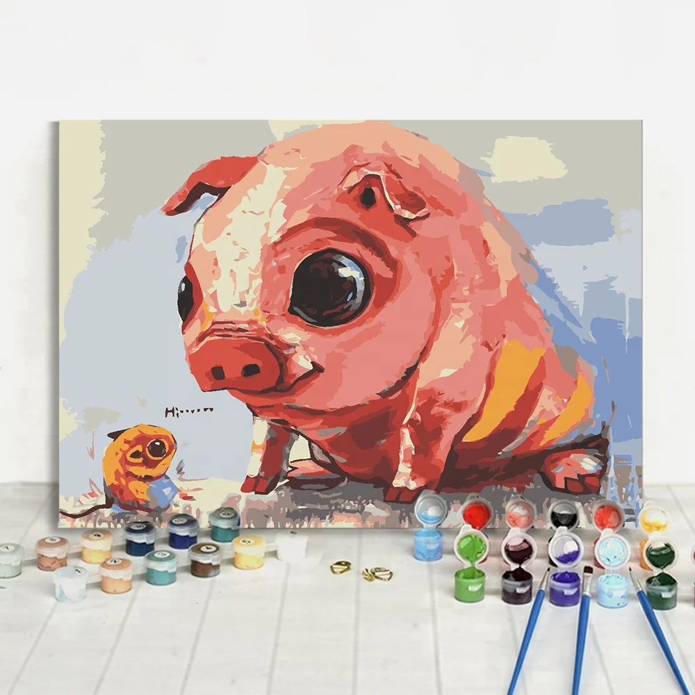 Pig Mouse Animal Wall Decorative Art Paint By Number DIY Oil Painting Kits