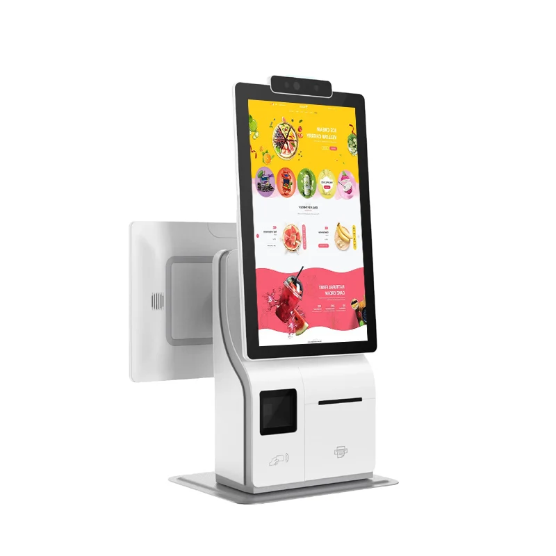 2 Touch screen back to back for self ordering  payment mcdonald kiosk bar code and QR code scanner support customization