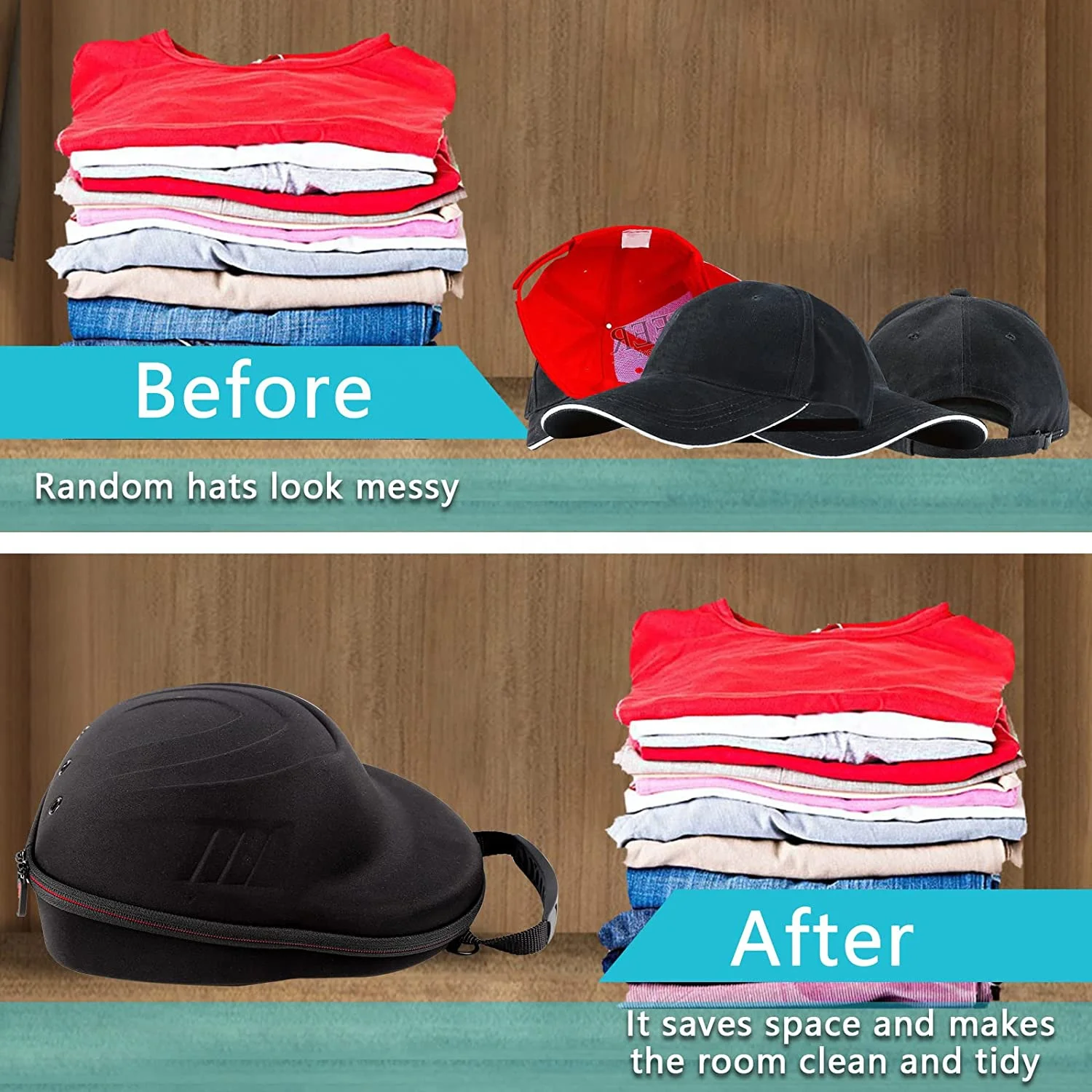 Factory produce hard portable leather travel accessories case bag for baseball hat