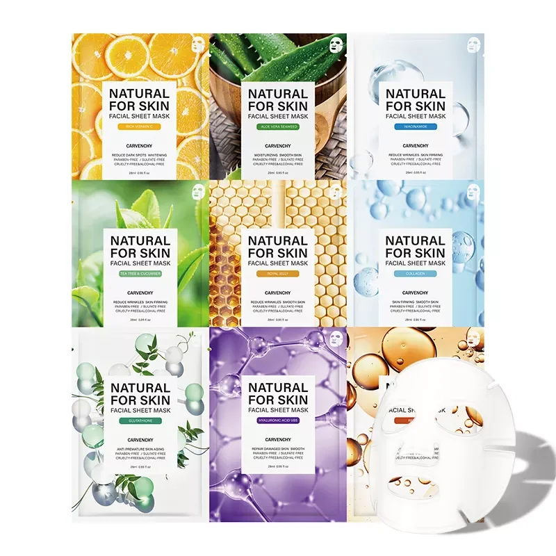 Собственная Марка, красота, натуральные листы маски для лица Guanzhou, корейские коллагеновые пептиды, гиалуроновая Антивозрастная маска для лица, OEM